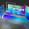 Modern Exhibition Display Installation With Double Screens Unity Moment Text And Gradient Panels