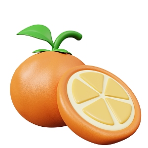 Modern orange fruit cartoon orange juice cartoon fruit 3d model