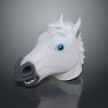Detailed White Horse Head Model with Blue Eyes White Mane and Black Nose