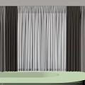 Modern Double Layer Curtains With White Sheer And Gray Brown Panels For Window 3d model