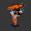 Orange and Black Industrial Vibratory Rammer With Spring Base Construction Tool 3d model