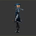 Female Pirate Character With Parrot Companion And Dual Pistols In Blue And White Outfit