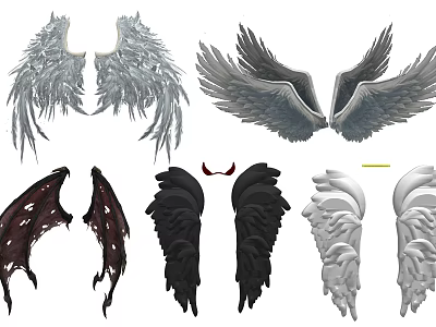 Stylish Decorative Wings Wall Decor with Multiple Colors and Designs for Home 3d model