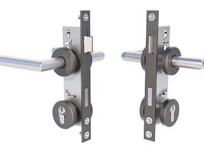 Modern Metal Door Handle With Secure Lock Mechanism And Sleek Design 3d model