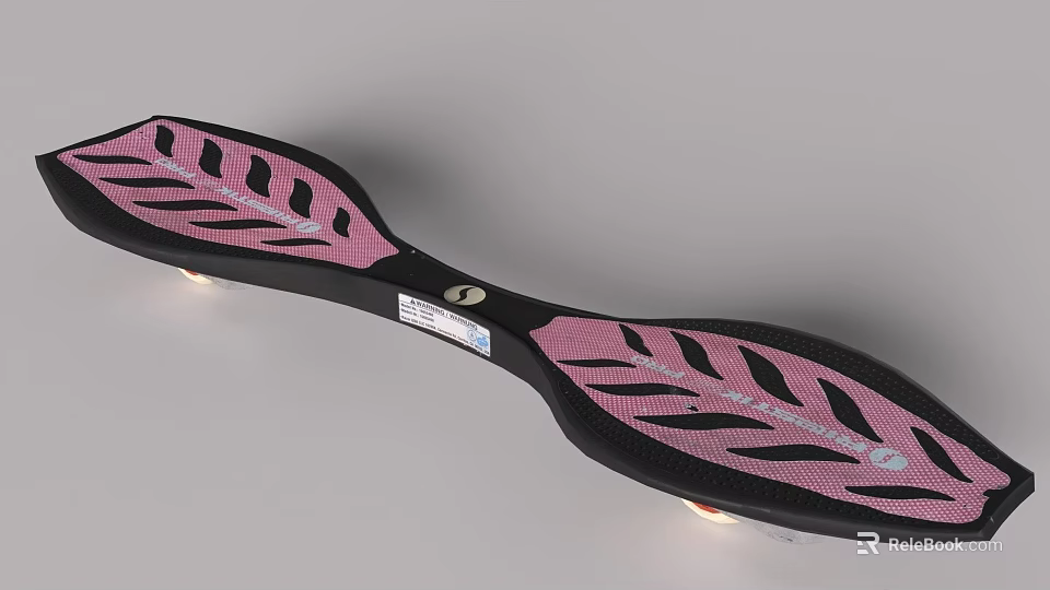 Pink and Black Waveboard with Leaf Pattern and LED Lights 3d model 