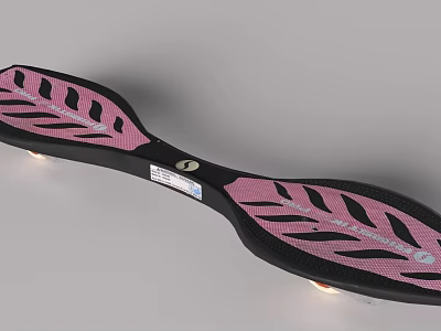 Pink and Black Waveboard with Leaf Pattern and LED Lights 3d model