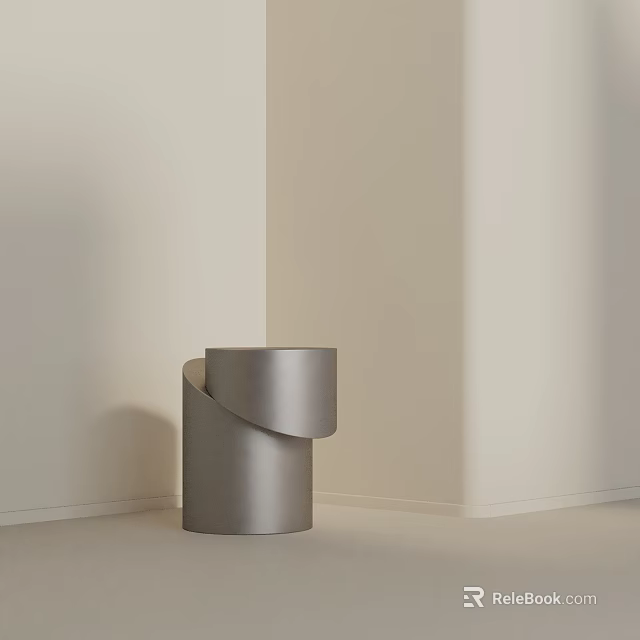 Modern Minimalist Side Table With Cylindrical Metal Frame For Living Room Corner 3d model 