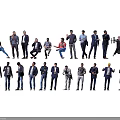 Group of Men in Different Poses Wearing Casual and Formal Outfits Standing and Sitting
