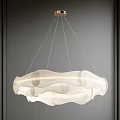 Modern White Chandelier With Flowing Curves And Soft Illumination For Indoor Living Space
