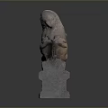 Traditional Stone Lion Guardian Statue With Carved Mane And Pedestal Base