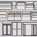 Various Window And Door Frame Designs With Glass Panels And Different Styles 3d model