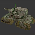 Detailed Camouflage Tank With Armored Turret Long Cannon And Tracks