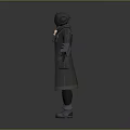 3D Sci Fi Game Character Design With Dark Long Coat Helmet And Armor Elements