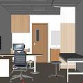 Medical Examination Room Interior With Wooden Cabinets Computer Desk Sink And Bed