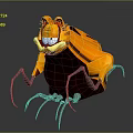 Cartoon Style Game And Movie Character With Orange Red Body And Large Claws