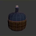 Handcrafted Ceramic Jar With Blue Glazed Lid And Brown Textured Base