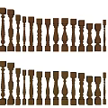 Brown Wooden Balusters With Various Styles And Different Sizes For Railings