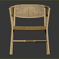 Modern Leisure Chair With Light Wooden Frame Woven Backrest And Yellow Cushion
