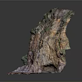 Detailed Rock Model With Layered Formation Green Vegetation And Cave Structure