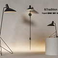&Tradition Tipod Floor Lamp With Modern Black Metal Stand And Minimalist Design