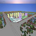 Aerial Planning of Modern Urban High rise Buildings Commercial Center and Roads