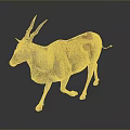 Graceful Light Brown Antelope With Long Horns On Dark Background 3d model