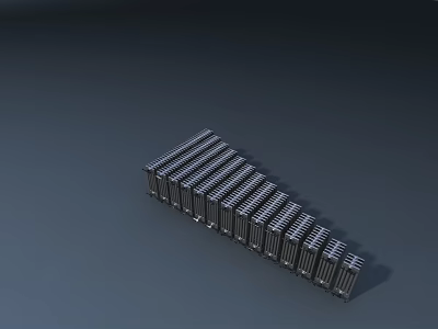 Silver Gray Metallic Structured Strips With Elongated Units And Striped Surface On Dark Background 3d model