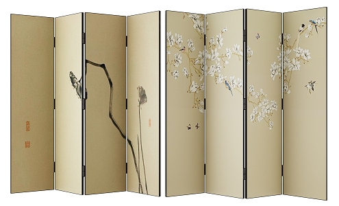 New Chinese-style screen partition 3d model