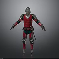 Medieval Weapon Sword With Red And Silver Metallic Armor Design Details