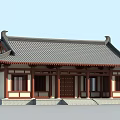 Traditional Ancient Chinese Architecture With Curved Eaves Tile Roof And Carved Wooden Doors