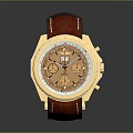 Red Crocodile Leather Strap Watch With Gold Case And White Gold Chronograph Dial