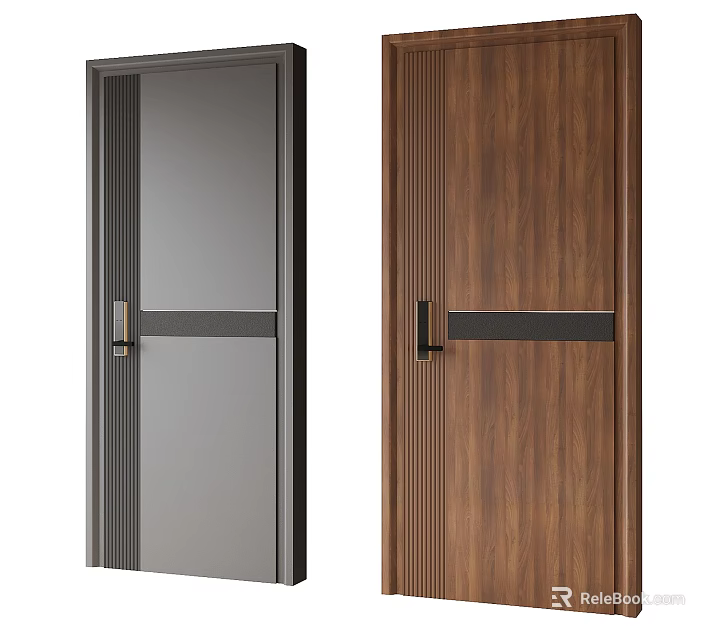 Elegant Security Doors In Modern And Wooden Styles For Home 3d model 