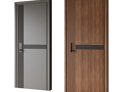 Elegant Security Doors In Modern And Wooden Styles For Home 3d model