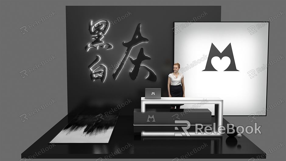 Modern reception desk black and white gray series reception desk model