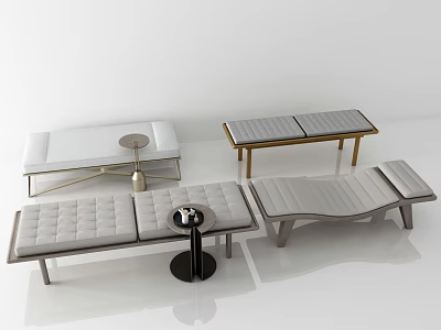 Modern Sofa Bench Designs With Upholstered Seats Metal Frames And Minimalist Style 3d model