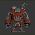 Red Mechanical Robot Character With Metallic Structure Silver Head And Arm Tools 3d model