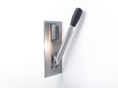 Modern Metal Switch Panel With Black Handle Mounted On White Wall 3d model