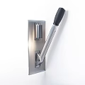 Modern Metal Switch Panel With Black Handle Mounted On White Wall