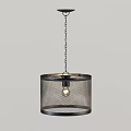 Industrial Style Black Metal Cage Pendant Light With Exposed Bulb Design
