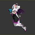 Cute Game And Movie Character With White Hair Pink Ears Purple Wings Holding Blue Diamond
