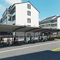 Outdoor Canopy Covered Parking Area Along Residential Road With Buildings And Green Belts