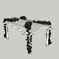 Arched Garden Pergola with White Pillars and Lush Green Vines Decoration