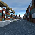 Durable Metal Swing Doors In Container Terminal With Secure Industrial Design 3d model