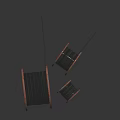Wooden Cable Reels With Black Cables In Various Sizes On Dark Background