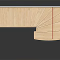 Modern Wooden Curved Staircase With White Wall And Railing Design