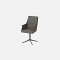 Modern Minimalist Leisure Chair With Gray Fabric Upholstery Black Five Star Base And Swivel Function