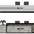 Modern Reception Desk With Logo Lighting Gray And White Textured Design 3d model