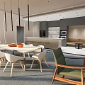 Bright Modern Public Office Space With Long Desks Computers Office Chairs And Carpet