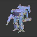 Futuristic Blue Mechanical Robot Character With Metallic Limbs And Detailed Joints