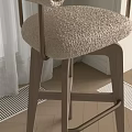 Modern Faux Fur Bar Stool With Gold Metal Frame And Wooden Legs